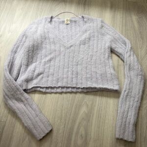 Urban Outfitters Lavender Martini Fuzzy V-Neck Cropped Sweater – Size M